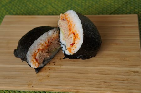 Spicy (canned) tuna Onigirazu sushi sandwich