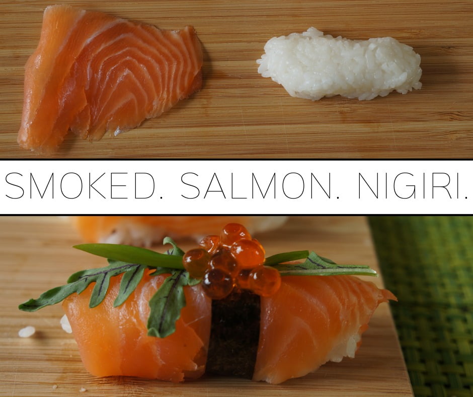 How to make smoked salmon nigiri